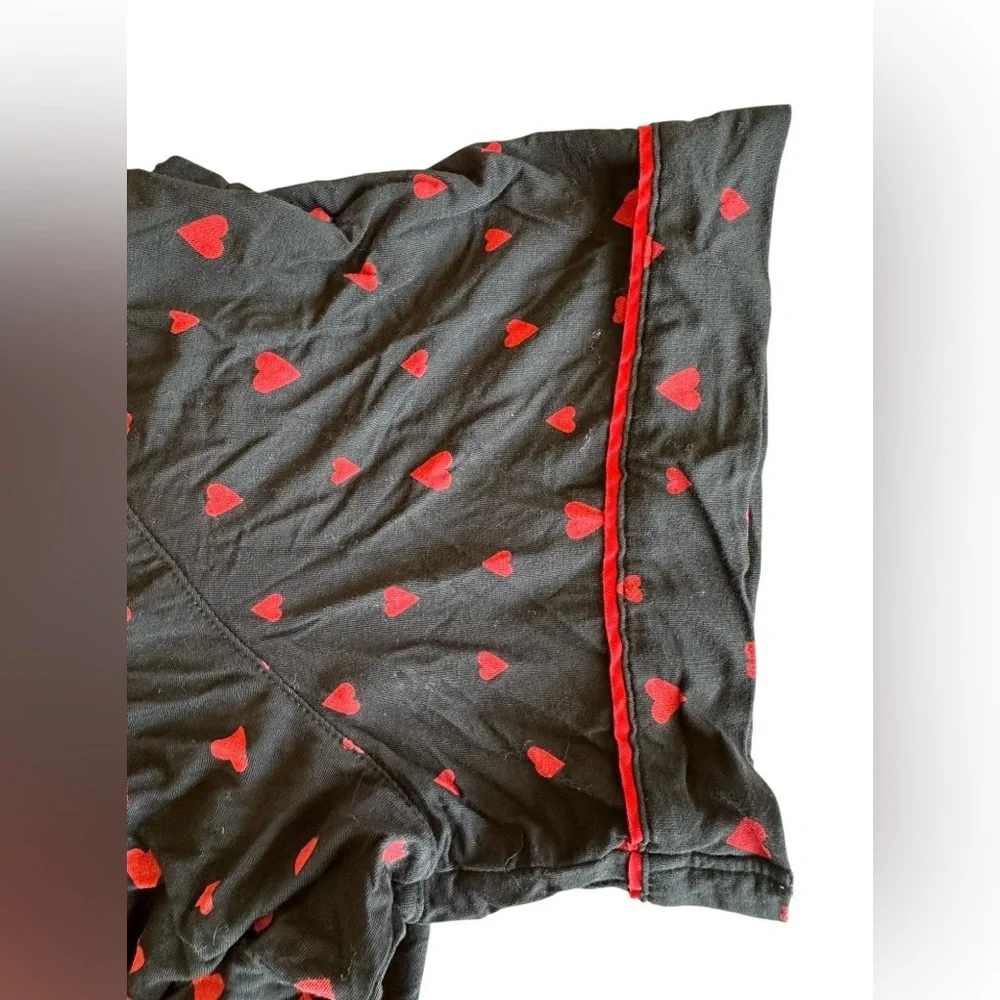Victoria’s Secret Black & Red Hearts Button Down Modal Short Pajama Sleep Set XL - Picture 5 of 13